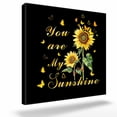 thumbnail image 2 of Yellow Sunflowers Framed Canvas Wall Art, You Are My Sunshine Butterflies Black Background Wall Art Painting for Living Room Bedroom Home Decor, 20”x20”, Office Artwork Print, 2 of 9