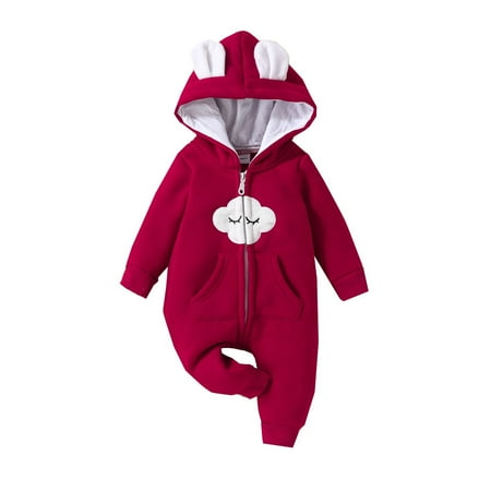 

KI-8jcuD Ribbed Baby Pajamas Toddler Boys Girls Autumn Winter Long Sleeve Cloud Bear Ears Jumpsuit Romper 18 Month Boy Clothes Summer Snap Romper Baby Warm Baby Clothes Snap Up Romper 24 Month Cloth
