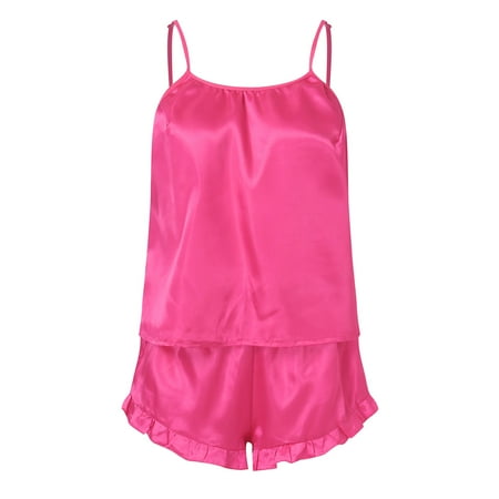 

Cathalem Sleepwear Short Womens Sling Backless Hollow Split Pajamas Two Piece Home Clothes Suit Pajamas Suit Fashion Pajamas Pajamas Hot Pink XX-Large