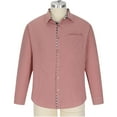 thumbnail image 6 of asdoklhq Clearance, 2025 Summer Fall Mens Tops Clearance under $5 Men Casual Solid Cotton and Linen Tie Pocket Plaid Patchwork Turndown Long Sleeve Button Shirt,Pink XXXL, 6 of 9