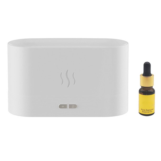 Difusor de Aroma llama simulada humidificador de niebla grande USB lámpara de ambiente hogar Oficina Tomshoo Blanco