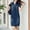 Dark Blue, variant on Patlollav Womens Plus Size Women Dress Fashion Short Sleeve Slim Lapel Distressed Dress Denim Dress