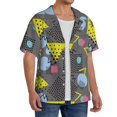 thumbnail image 2 of Gukieu Geometric Print Men's Short-sleeved Shirts, Button-down Pocket Shirts, T-shirts, Beach Vacation Travel Summer Clothing-Medium, 2 of 5