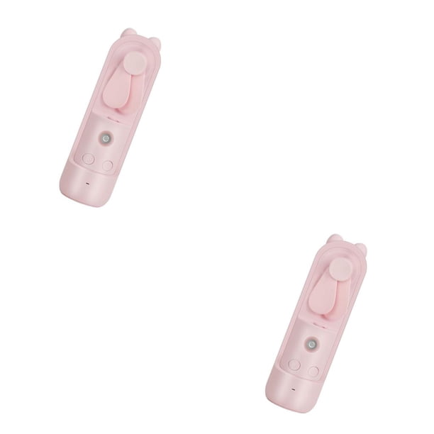 Bewildely Mini ventilador de mano 3 en 1, rociador de niebla, banco de energía, escritorio recargable por USB, rociador de refrigeración multifunción Rosa 2piezas Bewildely CBP585795