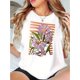 thumbnail image 1 of Women's Floral Print Fashion Tee - Casual Round Neck Short Sleeve, Comfortable Polyester Blend Summer Top with Striped and Flower Design, 1 of 6