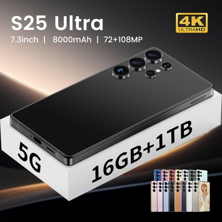 New S25 Ultra Global 5G Edition Smart 7.3? Large Screen Android 14 Snapdragon10 core 8 gen3 72+108MP Memory 16GB*1TB 8000mah