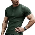 thumbnail image 4 of vdgthytj Mens Short Sleeve Shirts Henley Neck Button Loose Fitting Summer Casual Ribbed Knit Sweater Shirts, 4 of 4