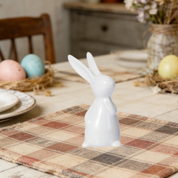 Uuiauoio Ceramic Rabbit Ceramic Bunny Figurine Porcelain Modern Art Home Decor, Rabbit Decor, Easter Bunny Rabbits, Easter Decorations for Home