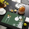 thumbnail image 4 of Merry Christmas Green Tree Linen Placemats Set Of 4 Anti-slip Dining Table Mats 12 X 18 Inch Holiday Fashions Dining Table Place Mats for Kitchen Dining Table,Kitchen Table Mats, 4 of 5