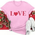 thumbnail image 2 of Diufon Hauts de la Saint-Valentin pour Femmes Décontracté Tendance Manches Courtes Col Rond Chemisier Imprimé Graphique Mignon, 2 of 5