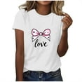 thumbnail image 2 of EchfiProm Shirts for Women Valentine Graphic Tee Bow Print Casual Valentine Day White Short Sleeve Womens Plus Size Tops, 2 of 5