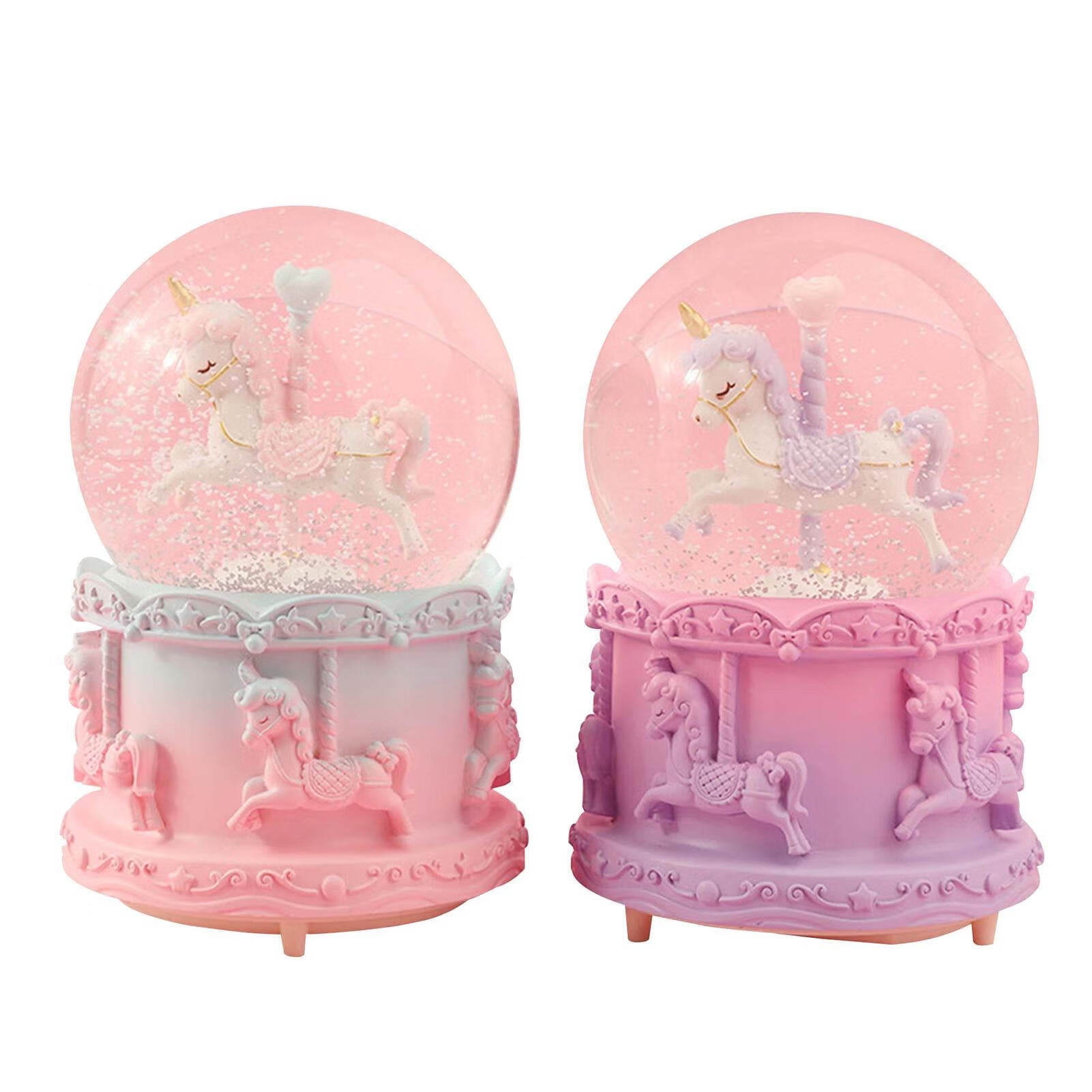 Rotate Music Box Carousel Crystal Ball Snow Globe Birthday Gift