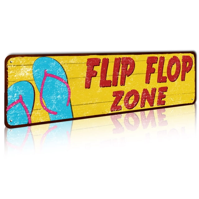 Letrero metálico SOYAVE Flip Flop Zone Tropical, 10 x 40 cm