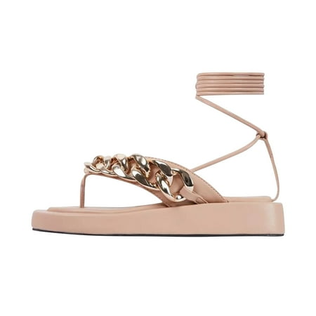 

YanHoo Flatform Sandal Flat for Womens Flip Flop Gladiator Lace Up Strappy Sandals Cross Tie Flat Sandals Beach Sandals