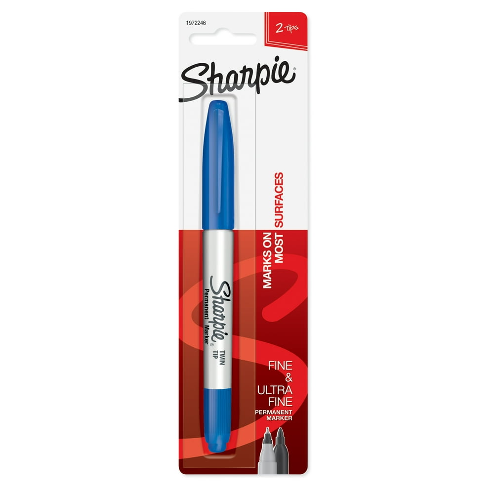 Sharpie Twin Tip Blue Permanent Marker, Fine and Ultra Fine Tips, 1