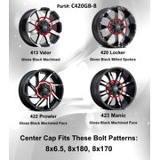 Vision Wheel 8 Lug 420 Locker Center Hub Cap Glossy Black C420GB-8 Also 413 422