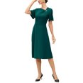 thumbnail image 2 of INSPIRE CHIC Work Dress for Women A-Line Short Sleeve Business Elegant Midi Dresses S Dark Green, 2 of 6