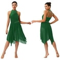 thumbnail image 6 of iiniim Lyrical Dance for Women Rhinestone Ruffled Ballet Leotard Dress Modern Contemporary Dancewear Dark Green M, 6 of 7