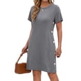 thumbnail image 2 of Fantaslook Short Sleeve Womens Summer Dresses Casual Button Tunic Dress with Pockets, 2 of 11