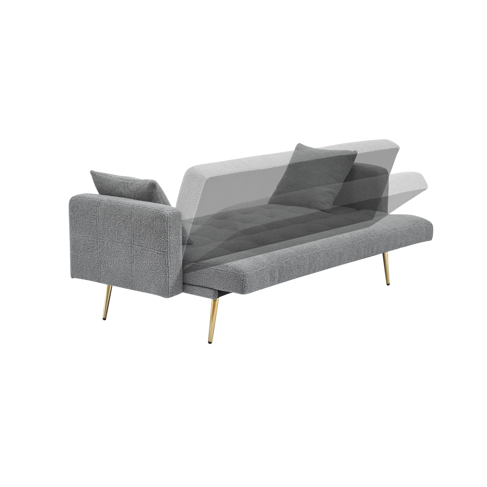 MAYEERTY Convertible Sofa Bed, Multi-Functional Loveseat Sofa with Sturdy Metal Legs for Home Small Apartments, Grey