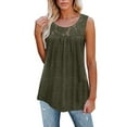 thumbnail image 3 of Colisha Women Tank Tops Sleeveless T Shirts Solid Color Vest Sexy Vaction Plain Pullover Army Green 3XL, 3 of 3