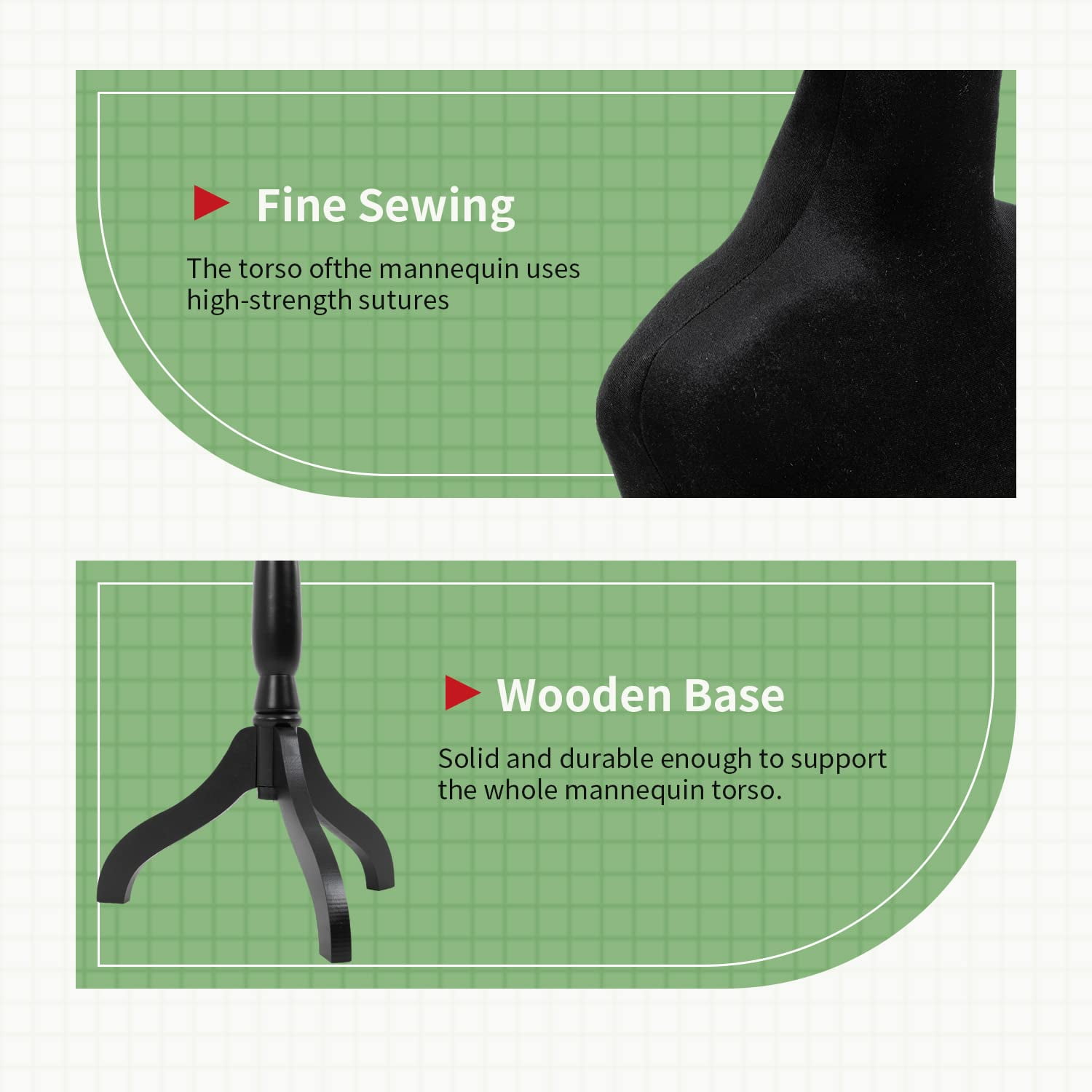 PayLessHere Dress Form Mannequin Torso Female with Wooden Tripod Stand Adjustable for Sewing Counter Display, Black