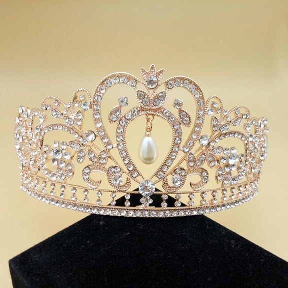 OUNONA Golden Bridal Crown Headband Lightweight Wedding Tiara for Engagement and Parties