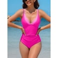 thumbnail image 5 of Charmo Womens V Neck One Piece Swimsuit Double Straps Monokini Swimsuits Tummy Control Swimwear, 5 of 6