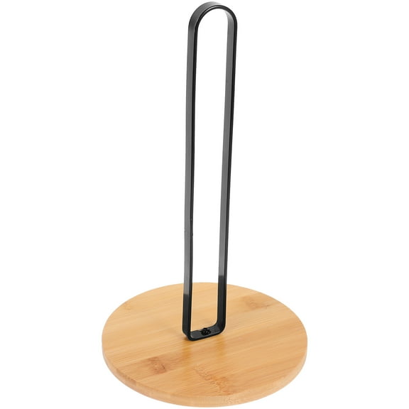 unbranded  Vertical Paper Towel Holder Wooden Rack Offers Adhesive Khaki