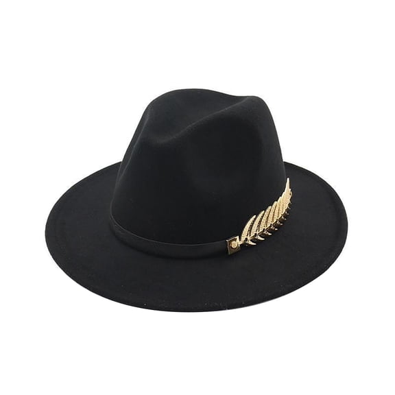 Summer Sales LSONABXA Saving $5 Black Cowboy for Women Under $10 Women's Wide Brim Fedora Panama Hat with Metal Belt Buckle Colored Polyester Hat
