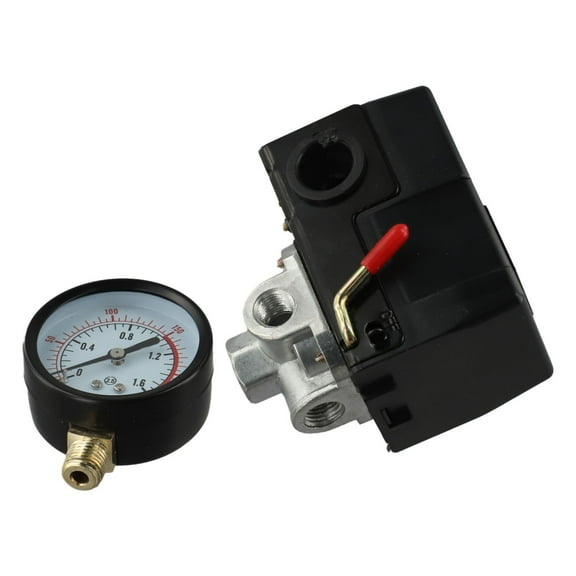Air Compressor Pressure Switch Control Valve With Pressure Gauge 110V-240V 95-125Psi YIWEI