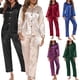 thumbnail image 4 of Pijamas Mujer, Conjunto de pijamas para mujer, manga larga, cuello con muescas, botones, pijama de s Abody Azul/Pequeña, 4 of 7