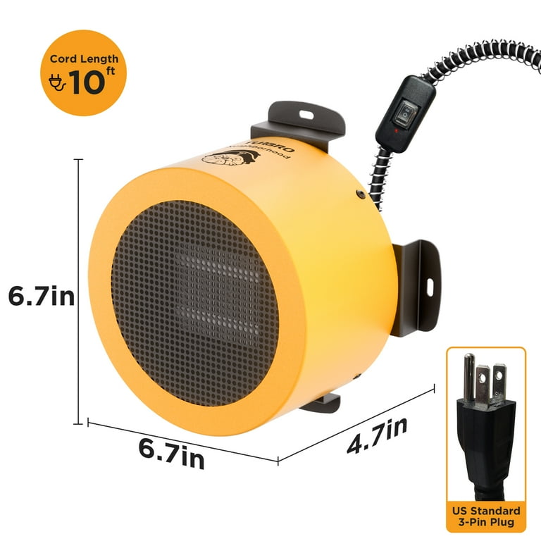 TURBRO Neighborhood Dog House Heater 400W Wall Mount 10ft Anti Bite Cord Waterproof Control Overheat Protection Electric Warme UL Test Passed
