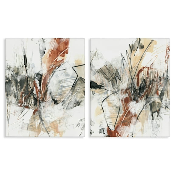 Stupell Industries Chaotic Scribbles Abstracts Abstract Painting Wrapped Canvas Art Print Wall Art, 16 x 20, Set of 2