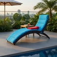 Hommoo Folding Outdoor Rattan Lounge Chair with Cushion, Portable ...