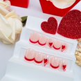 thumbnail image 3 of Press on Nails NEWSPIED, diseño de corazón con punta francesa para San Valentín, 3 of 7