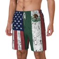 thumbnail image 5 of Mens America Mexico Flag Swimming Trunks with Compression Liner Beach Quick Dry Swim Shorts, 5 of 6