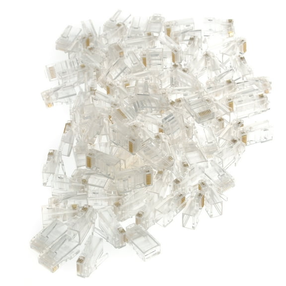 Monyance RJ45 connectors cat5e 100pcs Cat5e Network Cable Connectors Transparent LAN Crimp Ends Plugs Set(0.83X0.43X0.28Inches)