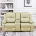 thumbnail image 2 of Aukfa Double Manual Recliner Chair, Overstuffed Loveseat with Cupholder for Living Room, Beige, 2 of 16