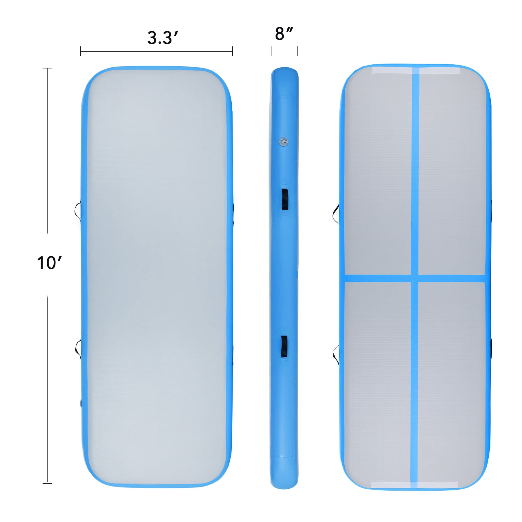 Growthrill Inflatable Gymnastics Mat Air Track Floor Mat Water Buoyancy with Electric Pump Blue