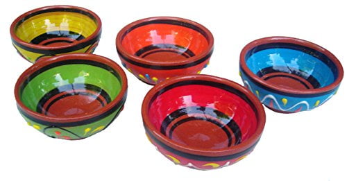 Cactus Canyon Ceramics Spanish Terracotta 5-Piece Super Small Mini-Bowl (Pinch Bowls) Set, Multicolor