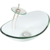 Novatto Chiaro Glass Vessel Bathroom Sink Set - Smoke Glass With Brushed Nickel Faucet, Pop-Up Drain & Ring