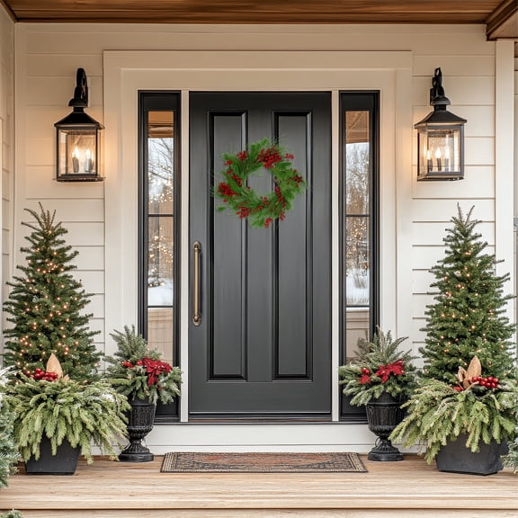 Northlight Real Touch™️ Mixed Pine and Berry Artificial Christmas Wreath - 24" - Unlit