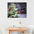 thumbnail image 2 of GOSMITH Christmas Tree &amp; Cardinal Birds Canvas Print Snowy Winter Forest Pine Trees winter Scene Wall Art Measures 16X12", 2 of 4
