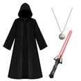 thumbnail image 3 of Alaiyaky Hooded Cloak Robe Jedi Adult, Jedi Costume Set with Accessories and Necklace Wizard Master Knight Robe Costume Cosplay for Halloween Masquerade Balls, 3 of 8