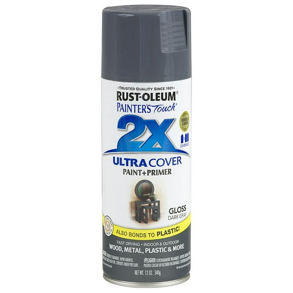 24‐Pack of 12 oz Rust‐Oleum Brands 334031 Gloss Dark Gray Painter's Touch 2X Ultra Cover Paint   Primer Spray Paint, Gloss