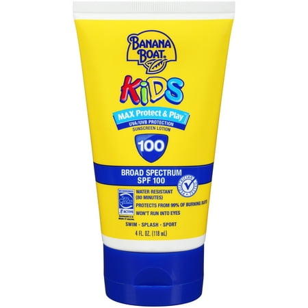 Banana Boat Kids Max Protect & Play Sunscreen Lotion SPF 100, 4 oz