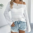thumbnail image 4 of Sweaters for Women 2025 Lightweight Casual Long Sleeve Loose Crochet Hollow Out Knit Jumper Womens Pullover Sweaters, 4 of 7