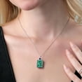 thumbnail image 3 of Gem Stone King 925 Sterling Silver Green Malachite and Blue Created Sapphire Pendant Necklace for Women (18.25 Cttw, Emerald Cut 18X13MM, With 18 inch Silver Chain), 3 of 4