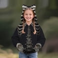 thumbnail image 2 of Otqutp Zip Up Hoodie for Girls Skeleton Print Cat Ear Long Sleeve Jacket Kids Halloween Sweatshirt Fall Windproof Coats, 2 of 4
